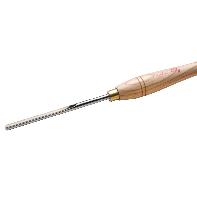 Woodturning fingernail gouge with polished wooden handle and steel blade for woodworking hand tools collection