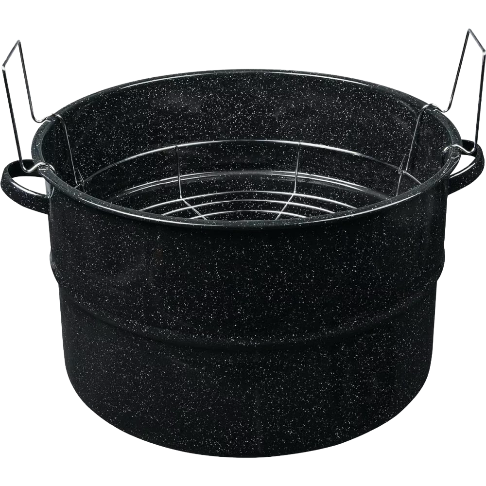 33-quart black speckled preserving canner pot with wire rack and side handles for kitchenware and cooking use under $100