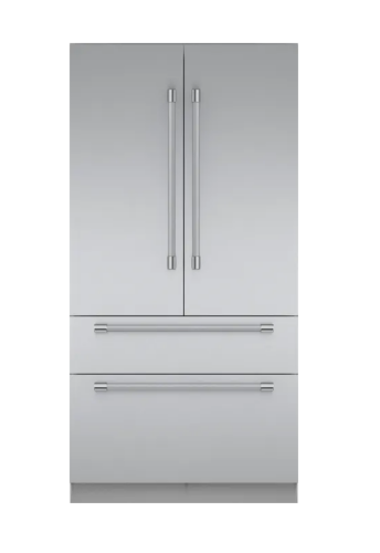 Built-in stainless steel French door refrigerator with two bottom freezer drawers from French Door Refrigerators collection