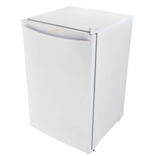 Compact white upright freezer with manual defrost and mechanical thermostat in freezers and home improvement collection.