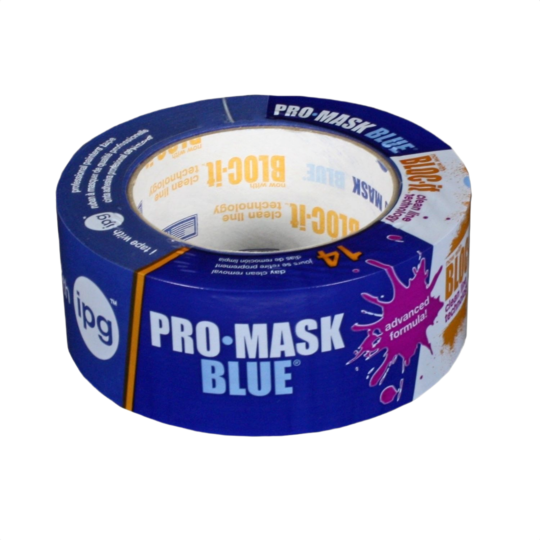 Blue masking tape roll with advanced formula for delicate surfaces in home improvement and paint supplies collections