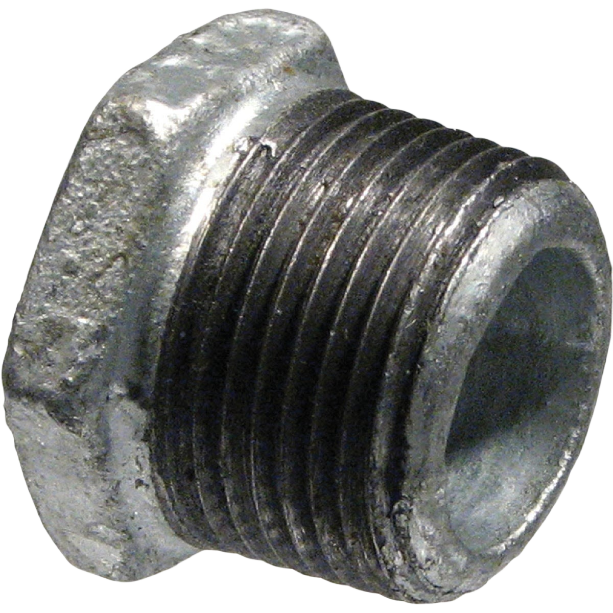 Galvanized malleable iron hexagon bushing with male and female threads for plumbing and galvanized fittings collections