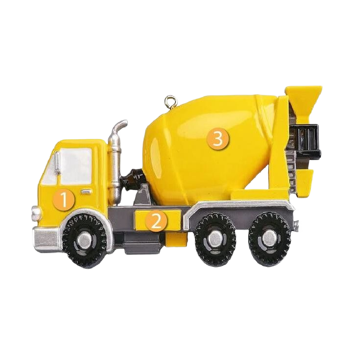 Yellow cement truck ornament with black wheels for Christmas Ornaments & Tree Decorations under $50 collection