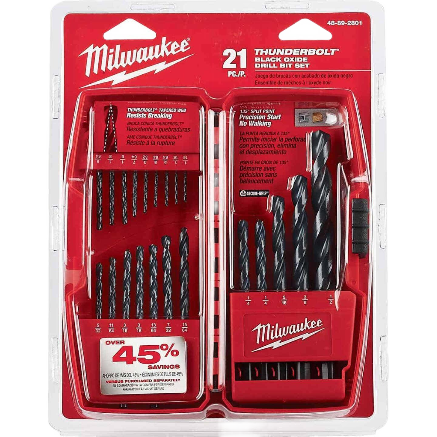 21-piece black oxide drill bit set with tapered web for heavy-duty use in tool accessories and drill bits collections