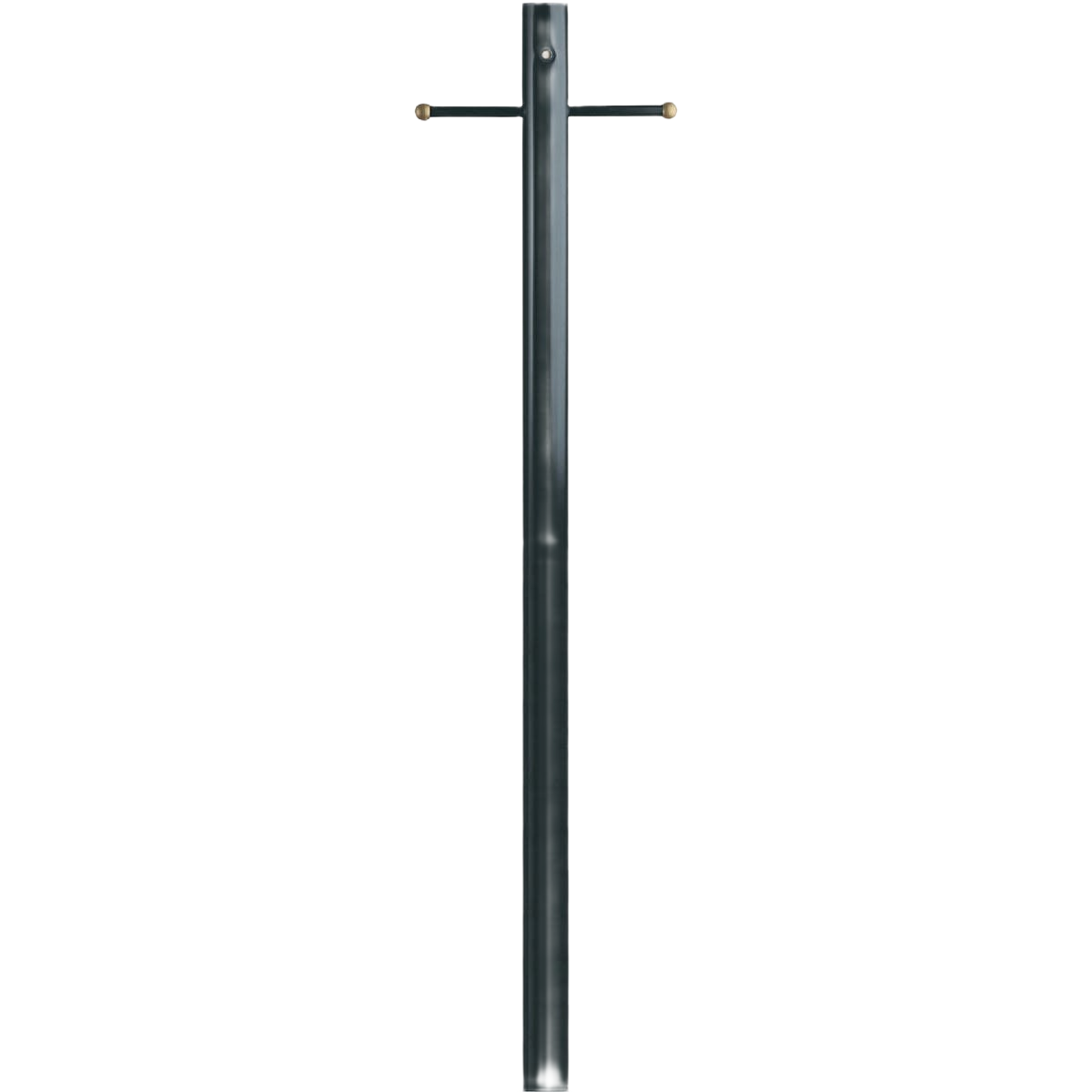 Black steel outdoor lamp post with photocell sensor, designed for durable lawn and garden lighting solutions.