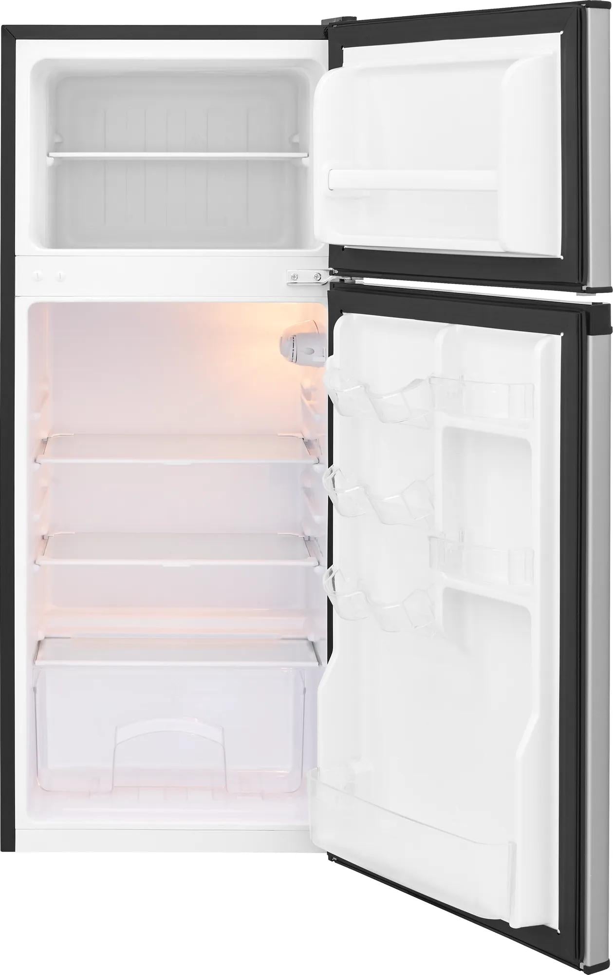 Compact refrigerator with freezer compartment, adjustable shelves, and clear door bins in refrigerators and kitchenware collection