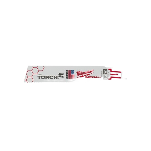 White metal demolition sawzall blade with 18 teeth per inch and brand logo, designed for metal cutting tasks.