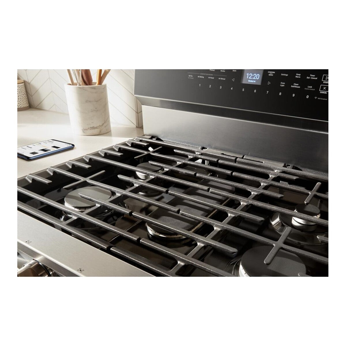 30-inch Smart Gas Range with Air Cooking Technology, No Preheat Air Fry, Steam/Self Clean and High Speed Preheat