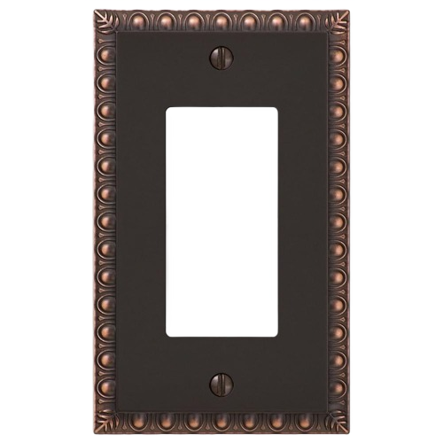 Decorative antique bronze rocker wall plate with egg and dart border for tools and home improvement projects