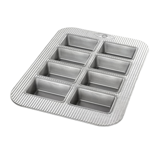 Non-stick eight-well mini loaf pan for bakeware and kitchenware collections under $50