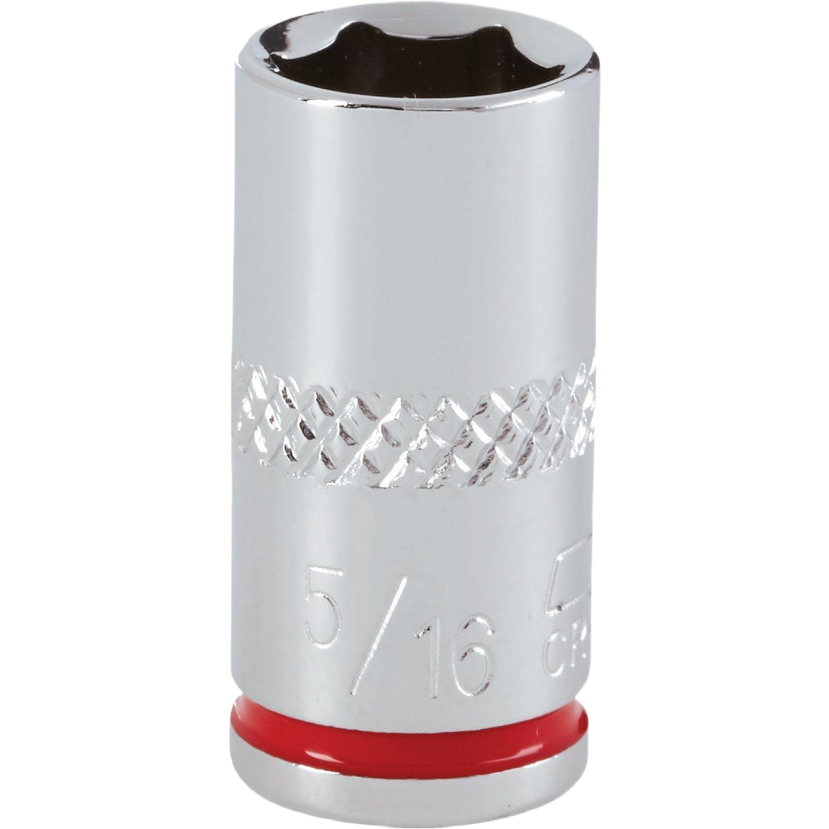 Chrome finished 5/16 inch 6-point shallow socket with textured grip band in hand tools and sockets collections