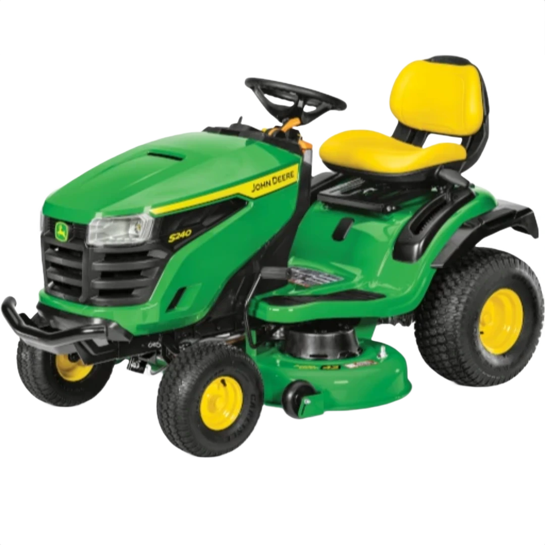 Green and yellow riding lawn tractor with 42-inch deck designed for residential lawn care and maintenance tasks