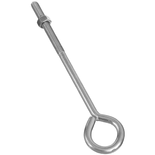 Stainless steel eye bolt with threaded shaft and hex nut for secure fastening in tools and home improvement projects
