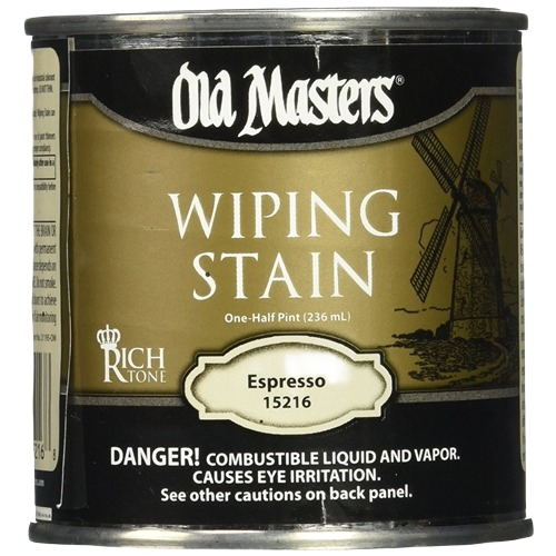 Old Masters oil-based wiping stain in rich espresso tone for wood finishing and home improvement projects