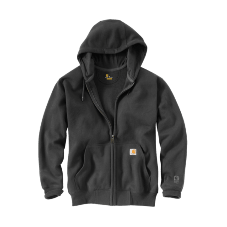 Black heavyweight loose fit full-zip sweatshirt with hood and front pockets from men's Hoodies & Sweatshirts collection