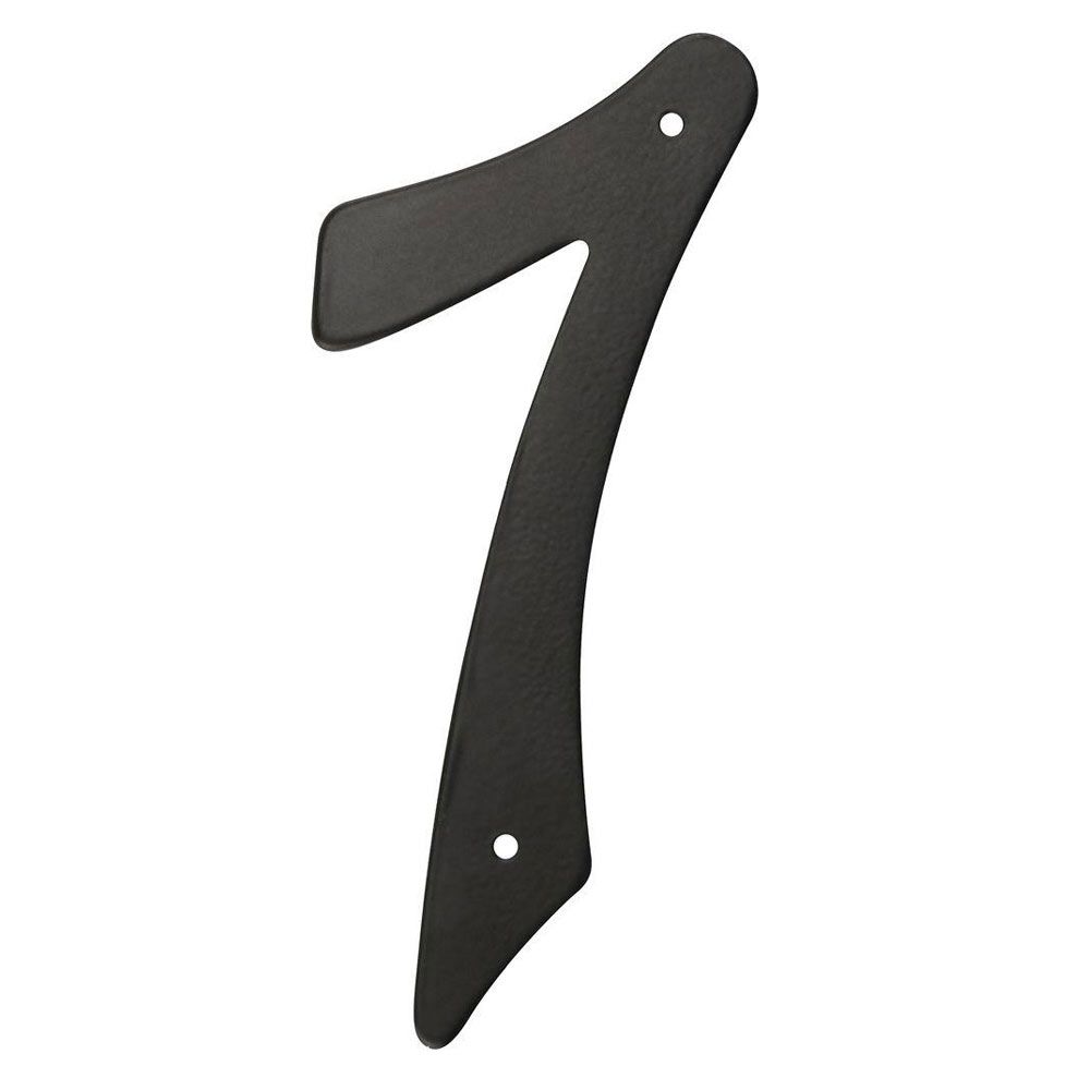 Black aluminum house number 7 with nail holes for easy installation from hardware and signs collections under $50
