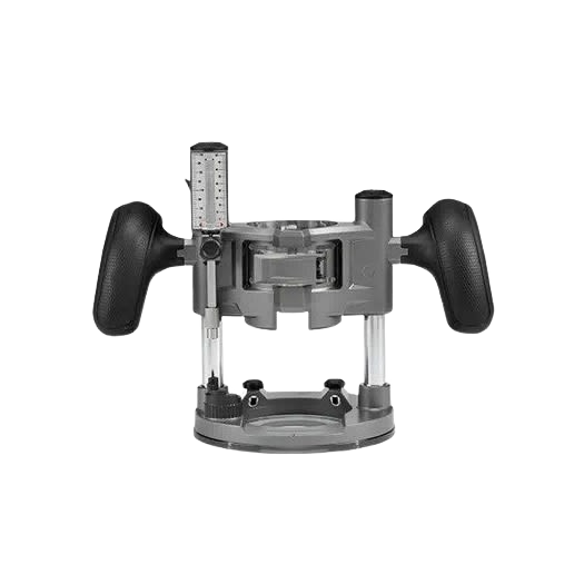 Compact plunge base with ergonomic handles and precise depth adjustment for woodworking tool accessories and home improvement tasks