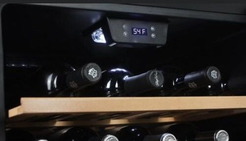 94 Bottle Wine Cooler,Side Mount Pocket Handle,Natural Beechwood Shelves