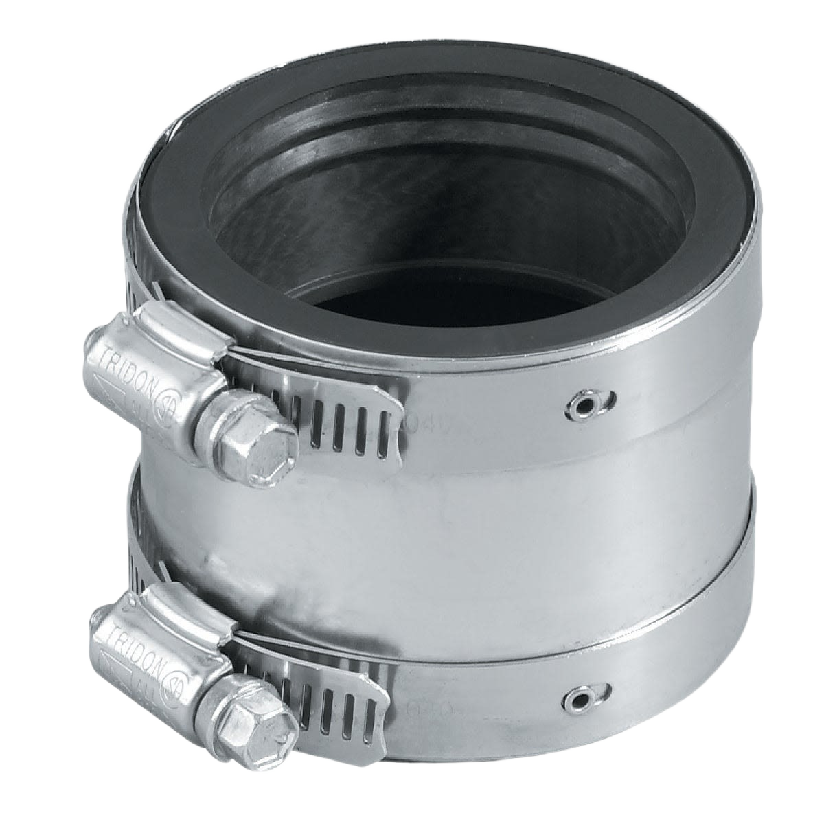 Shielded 3-inch PVC transition coupling with metal clamps for plumbing connections in accessories and home improvement collections