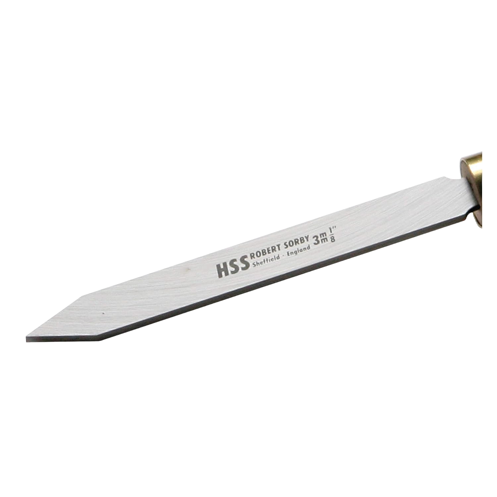 High-speed steel parting tool blade with tapered edge for precision cutting in woodworking and home improvement tasks