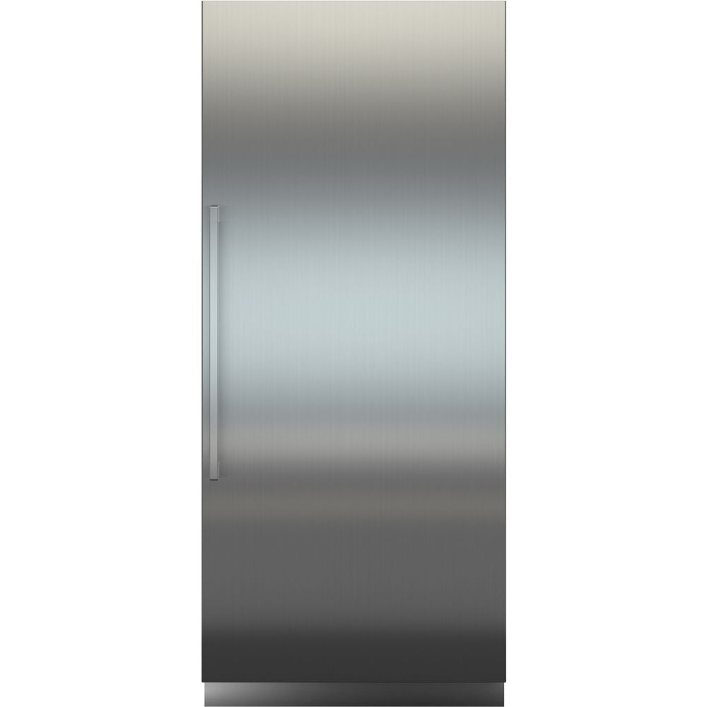 36-inch built-in stainless steel refrigerator with left-hinged door for kitchen and home appliance collections