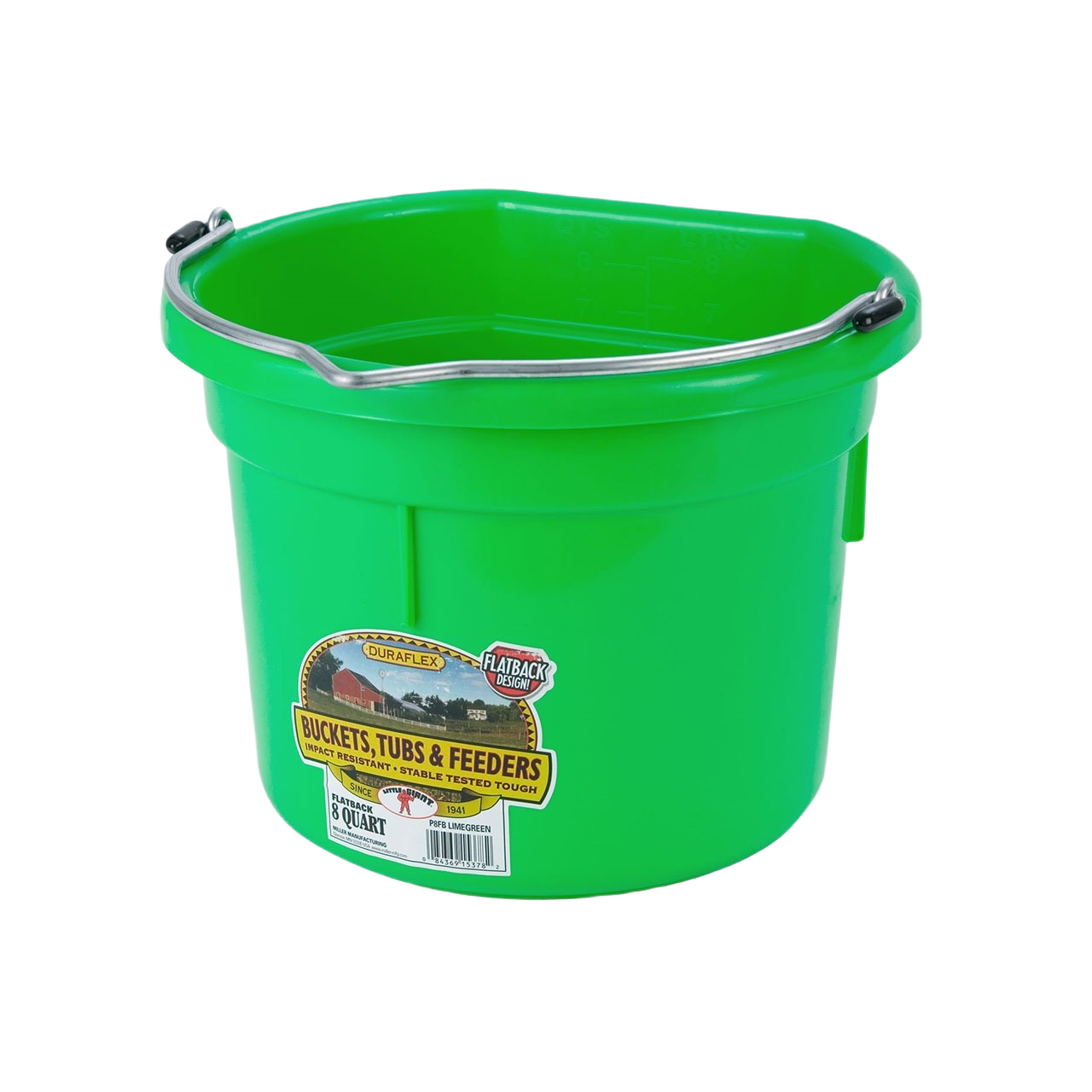 Green durable plastic bucket with metal handle designed for livestock feeding and farm supply use under $50 collections