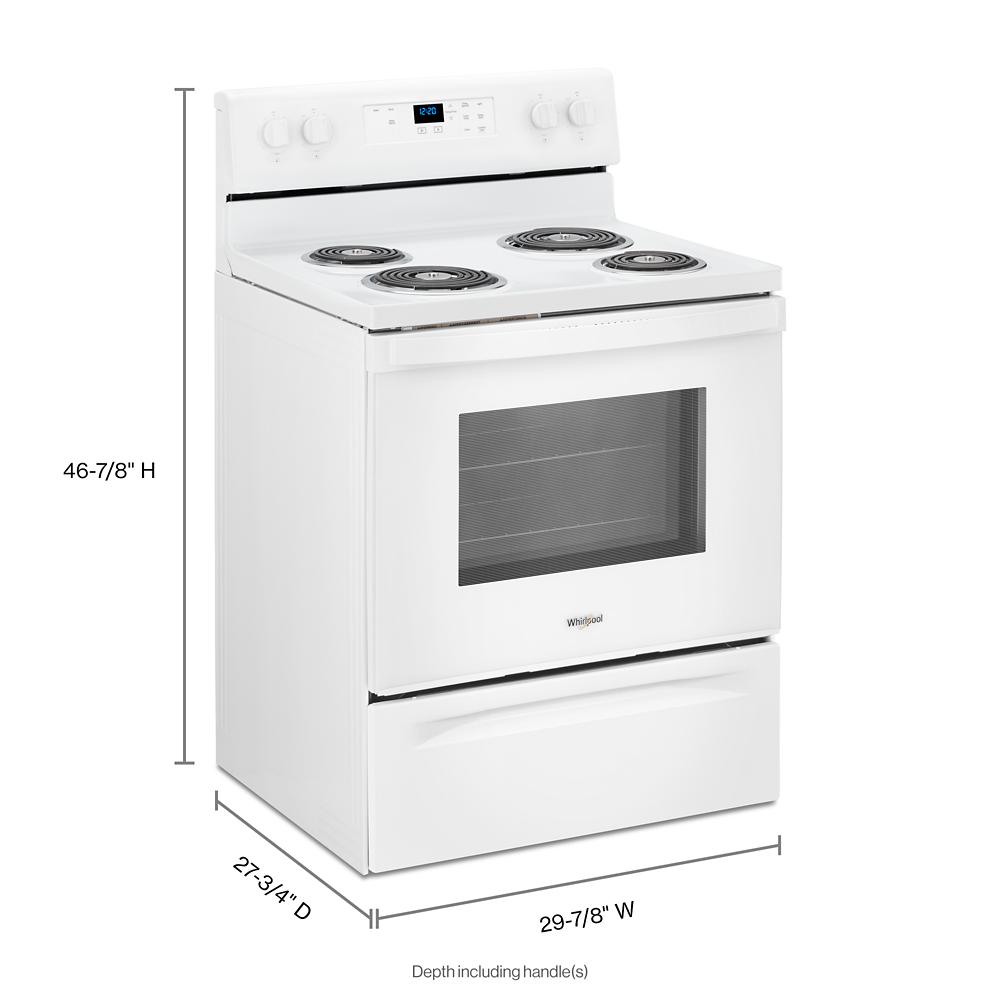White electric range with four coil burners and digital display, part of ranges and kitchen & kitchenware collections
