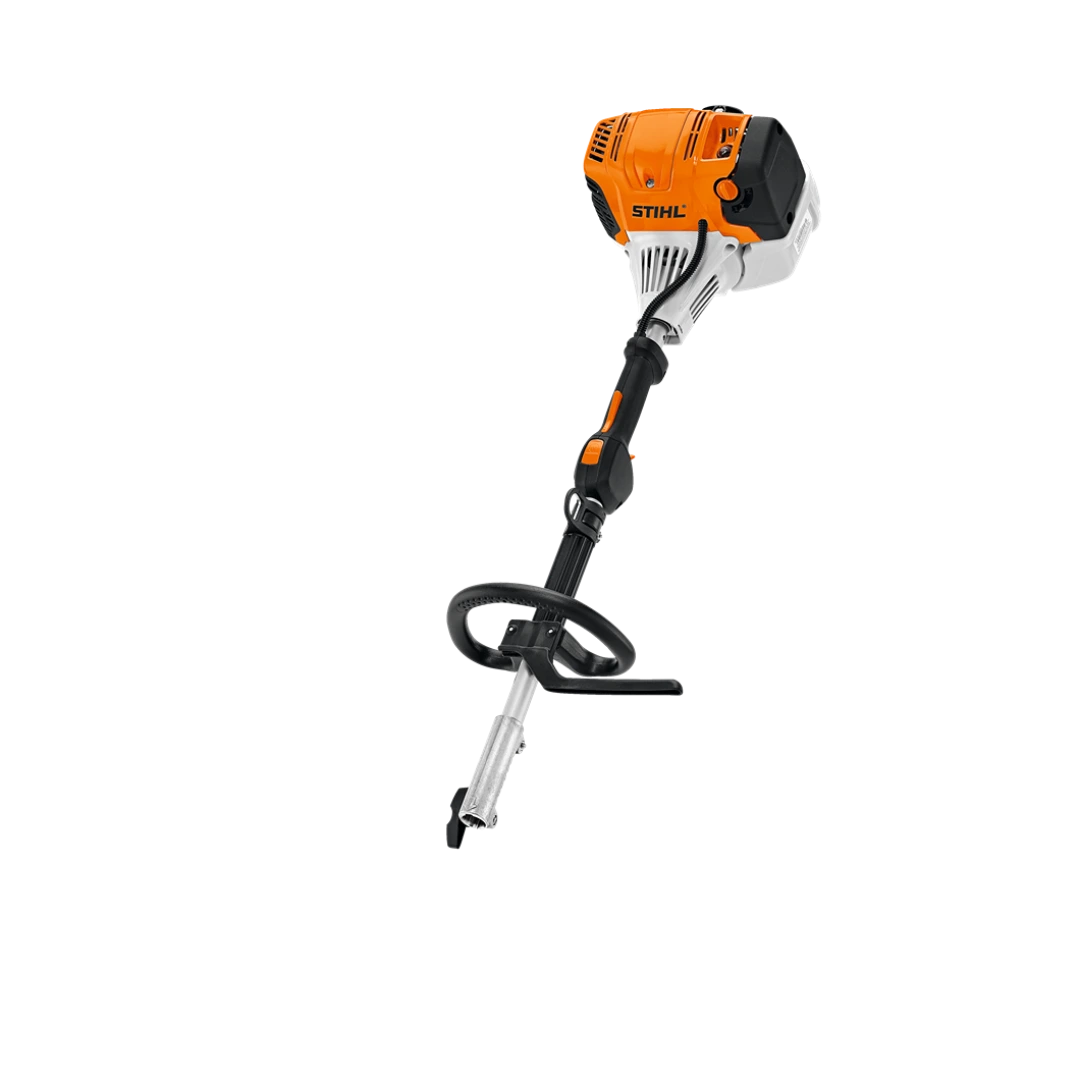 Compact orange and white KombiMotor powerhead with ergonomic handles for outdoor tools and home improvement use