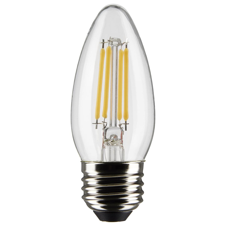 Clear B11 LED light bulb with medium base, energy-efficient design for decorative lighting in home improvement collections