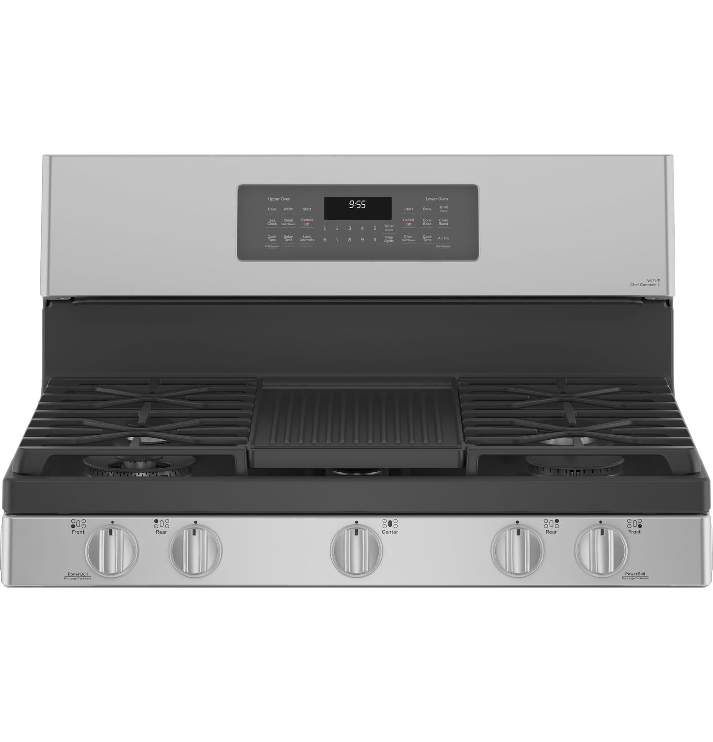 GE Profile™ 30" Free-Standing Gas Double Oven Convection Fingerprint Resistant Range with No Preheat Air Fry