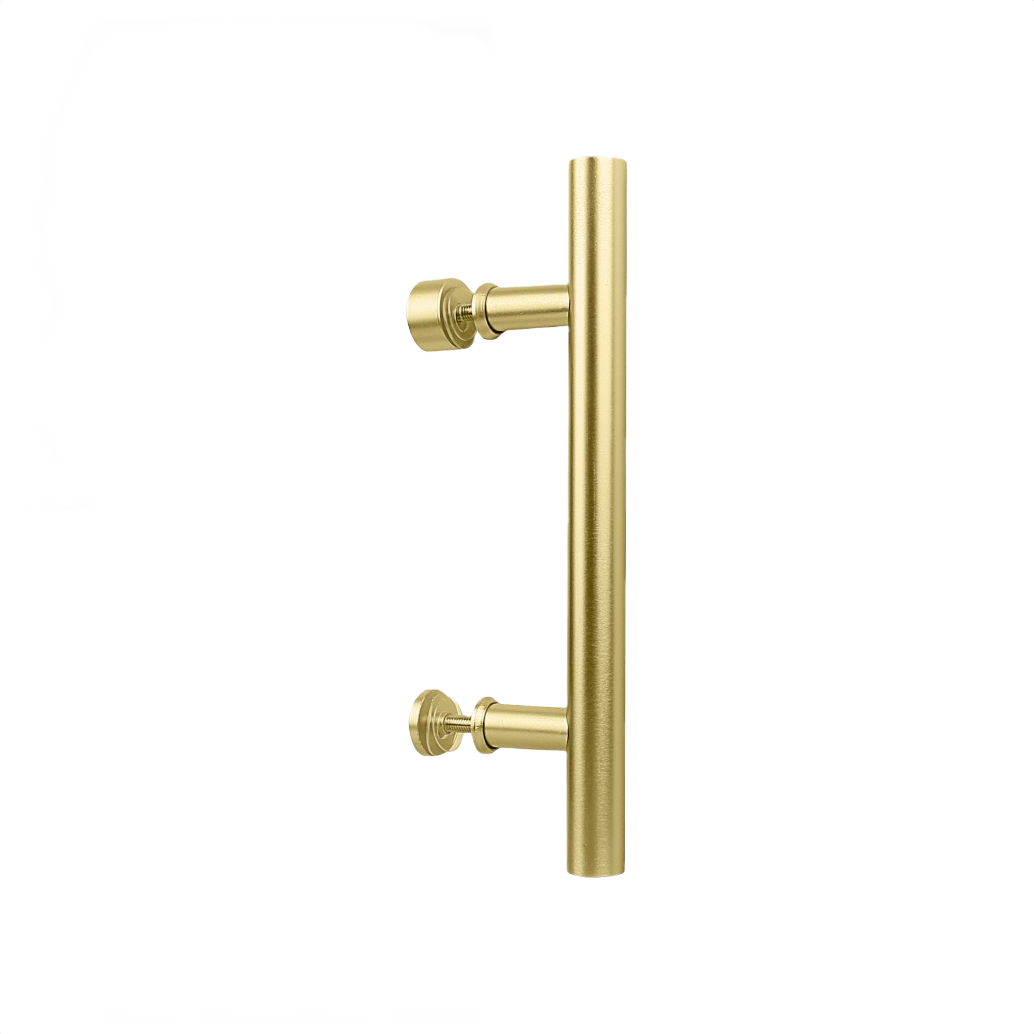 Brushed gold 12-inch barn door pull for interior wood doors in door hardware and home improvement collections