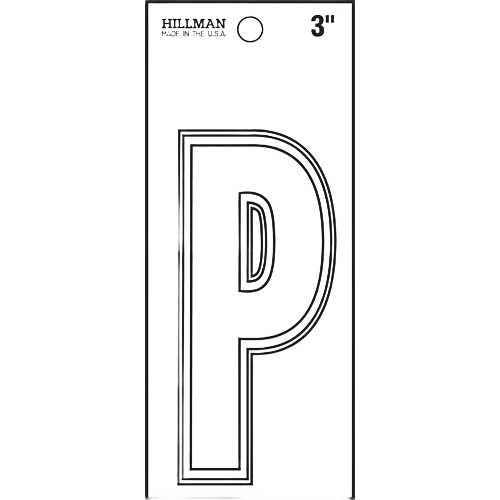 Hillman white matte vinyl sticker of die cut letter P for home improvement in hardware and under $50 collections