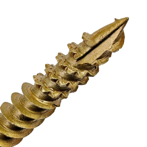 Gold-toned heavy-duty lag screw with star drive for secure fastening in hardware and home improvement projects