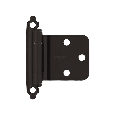 Oil-rubbed bronze self-closing cabinet hinge with reverse bevel design for home improvement projects