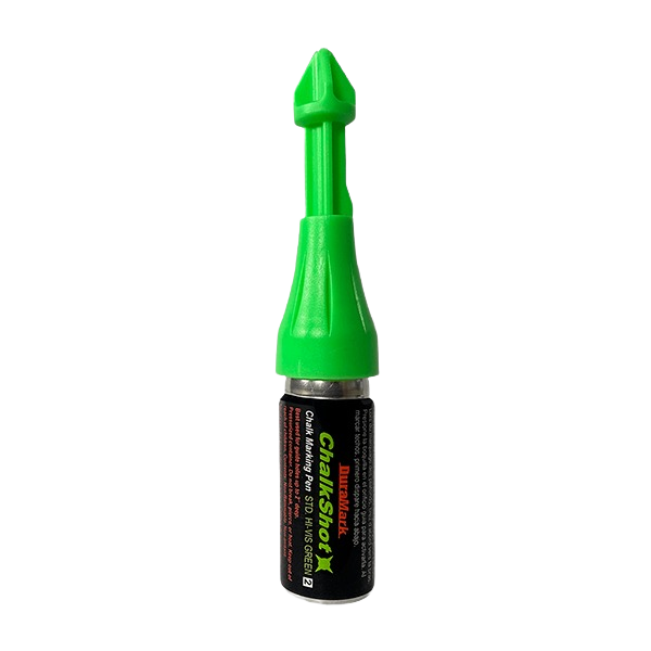 Green marking pen designed for high-visibility chalk lines on hard-to-mark surfaces in woodworking tools and hand tools collections