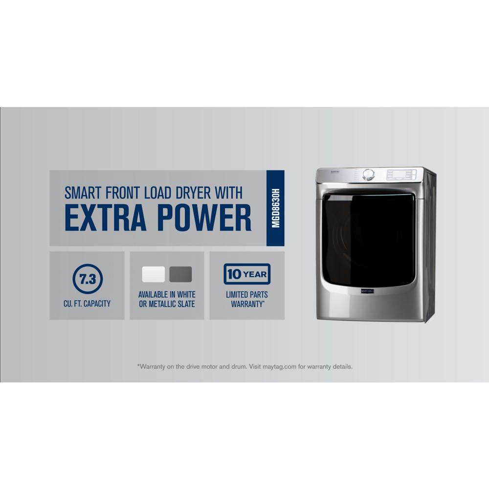 Metallic front load smart dryer with extra power feature and 7.3 cu. ft. capacity in Dryers and Appliances collections