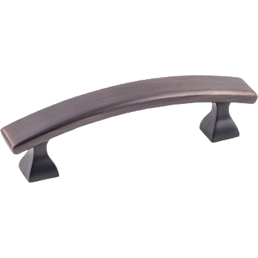 Curved bar pull in brushed oil rubbed bronze finish for cabinet and furniture hardware in home improvement projects