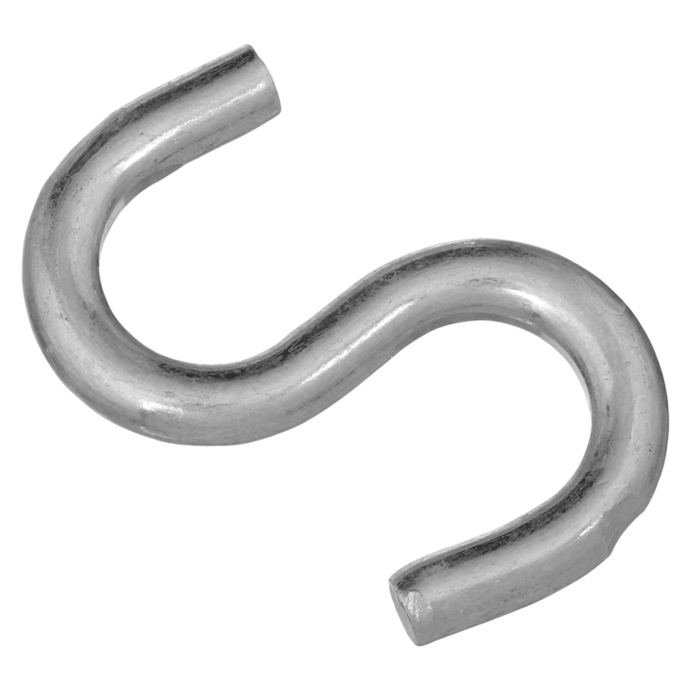 Heavy-duty zinc-finished open S hook for hardware, fasteners, and versatile home improvement applications