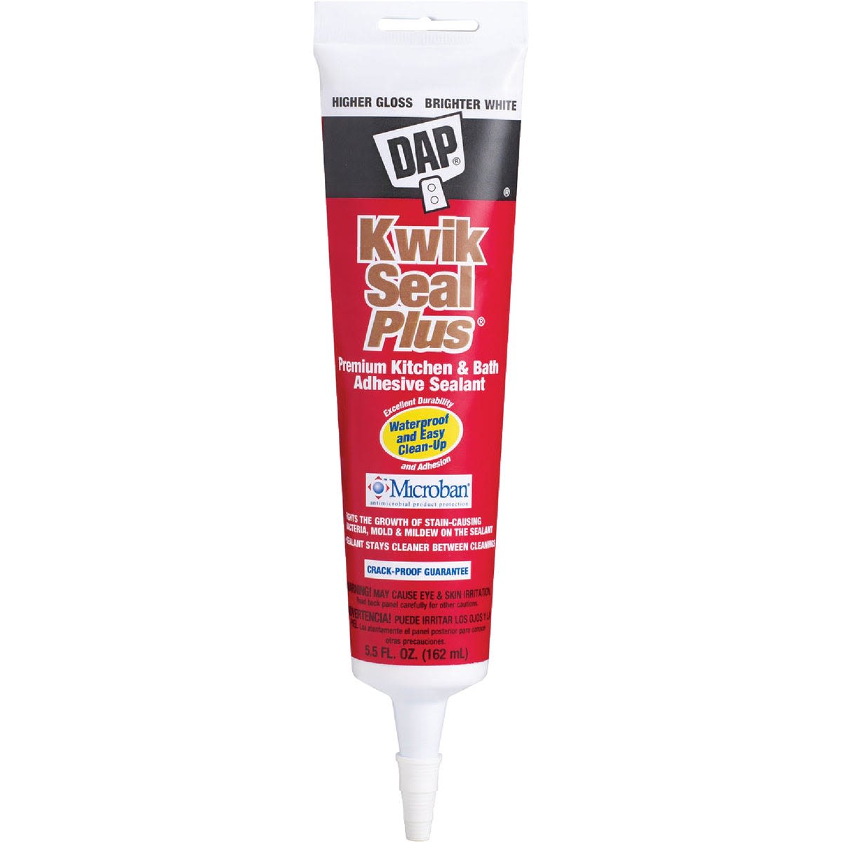 Tube of premium white adhesive sealant for kitchen and bath with waterproof and easy-clean features for home improvement tasks