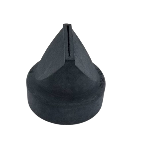 Black rubber cap with a slotted top designed for equipment maintenance and home improvement tasks