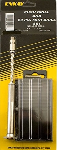 Push drill and twenty-piece mini drill bit set for precision tasks in Tool Accessories and Home Improvement collections