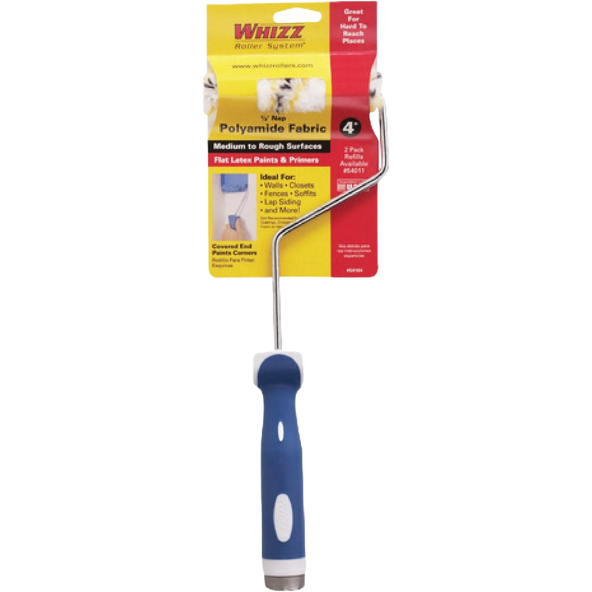 Medium to rough 4-inch paint roller with blue soft-touch handle for use with flat paints and primers under $50 collection