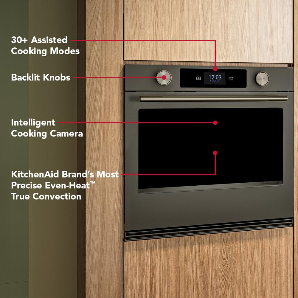 30-inch Smart Electric Single Wall Oven with Intelligent Cooking Camera - Black Ore