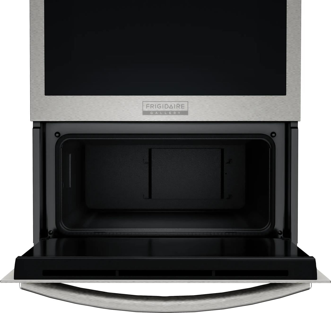 Open stainless steel 24" gas wall oven with air fry, digital controls, and spacious interior from Wall Ovens collection