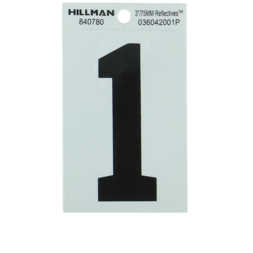 Hillman 3-In. Adhesive Black & Silver House Number 1