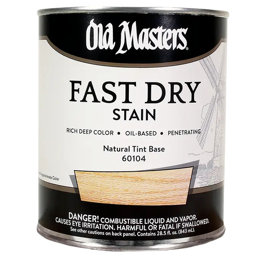 Oil-based fast drying natural tint wood stain in quart can for interior stains and home improvement projects