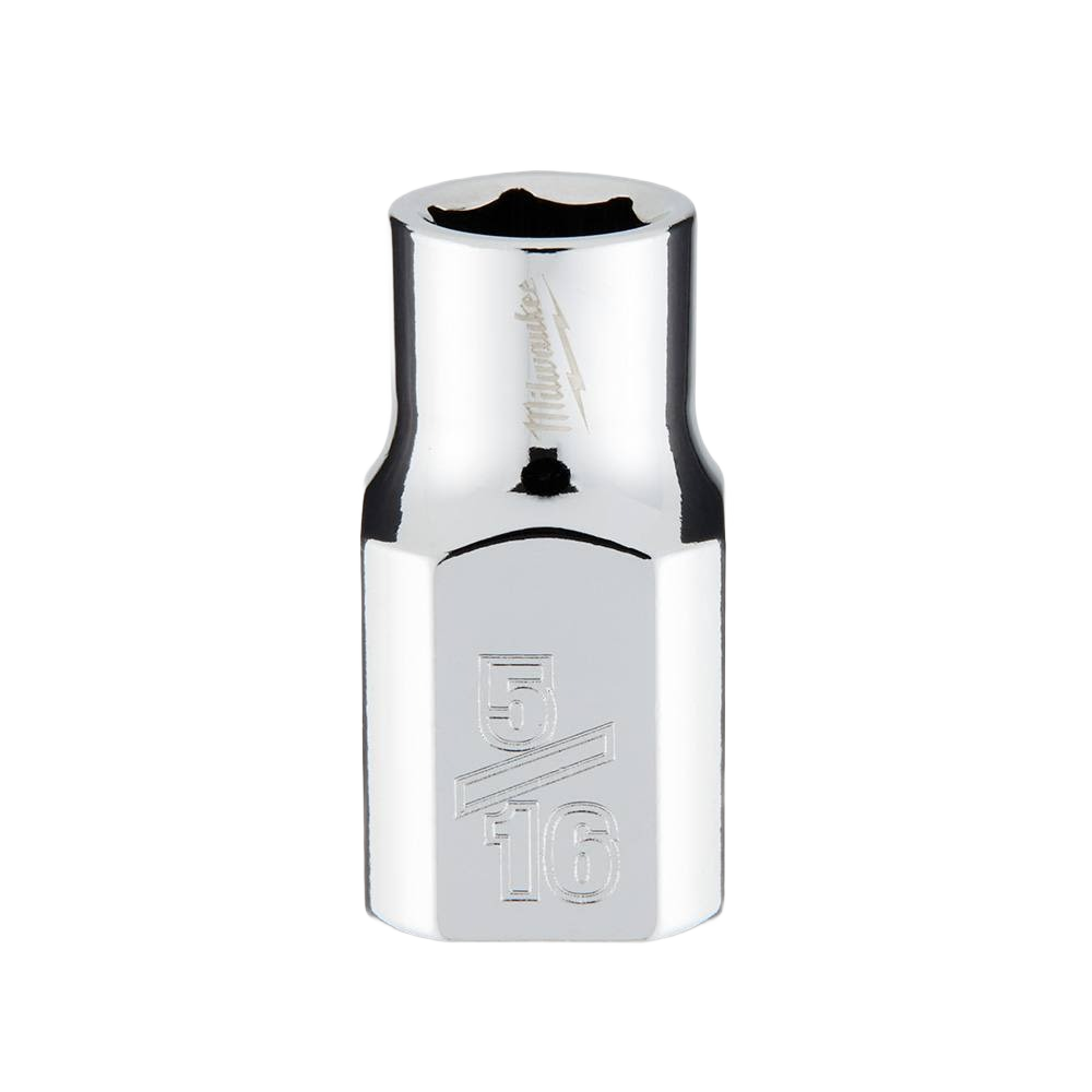 Chrome-finished 5/16 SAE socket with flat sides for stability in sockets & ratchets and hand tools collections