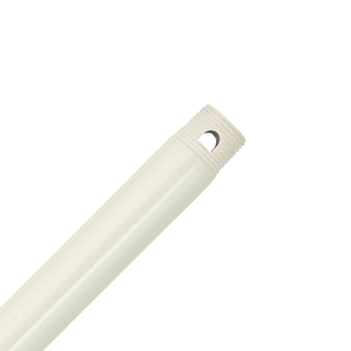 White 18-inch downrod with threaded end and hole for mounting in ceiling fan accessories and home decor collections