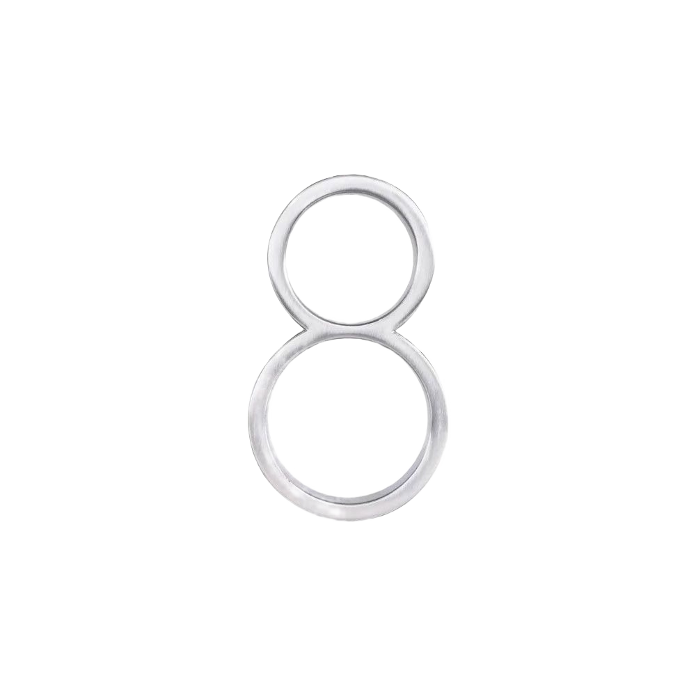 Nickel floating mount house number 8 made from durable zinc for home improvement in hardware and signs collections.