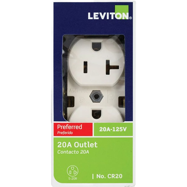Light almond heavy-duty 20A electrical duplex outlet for home improvement and electrical box projects under $50